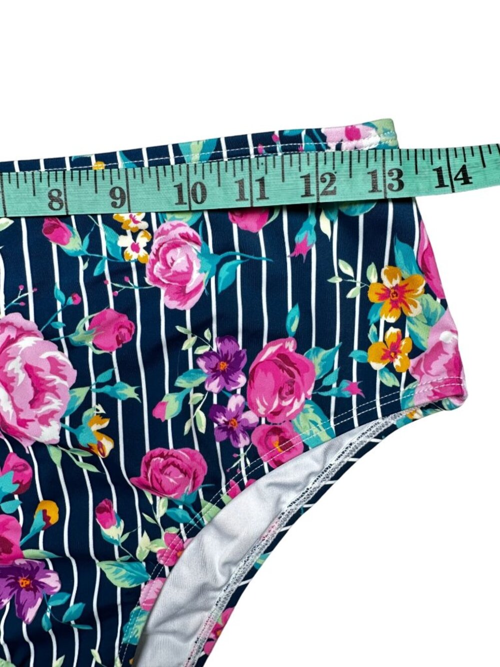 Cupshe Bikini Set Womens Large Striped Floral Two-Piece Swimwear High Waist NEW - Picture 10 of 13